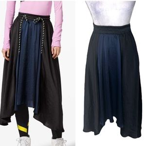 Lululemon x Roksanda Face Forward Blue Black Satin Asymmetrical Midi Skirt - XS